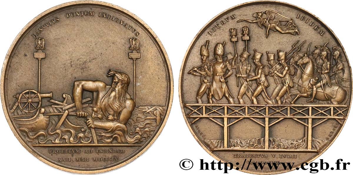 NAPOLEON S EMPIRE Médaille, Bataille d’Essling et passage du Danube, refrappe AU