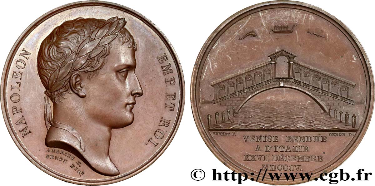 PRIMER IMPERIO Médaille, Venise rendue à l’Italie EBC