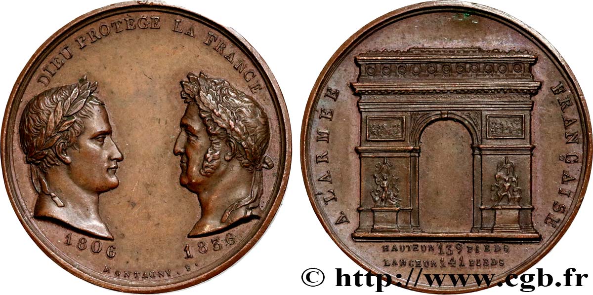 LOUIS-PHILIPPE Ier Médaille, Inauguration de l’Arc de Triomphe TTB+