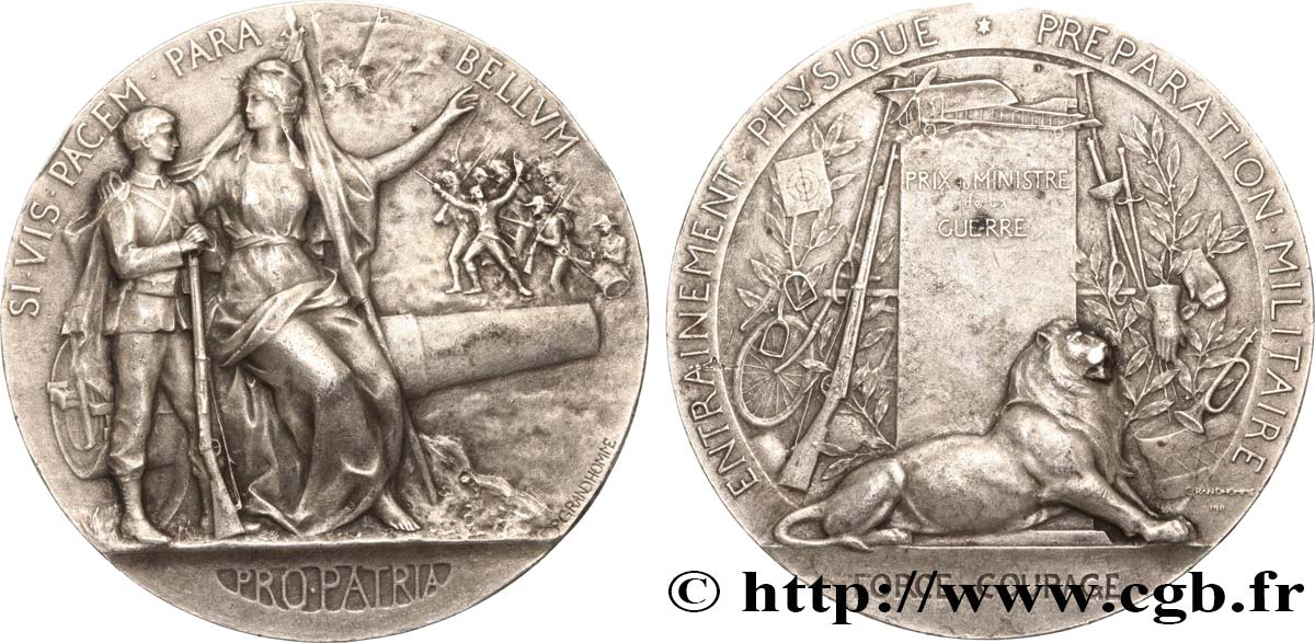 TROISIÈME RÉPUBLIQUE Médaille PRO PATRIA - Préparation militaire TTB