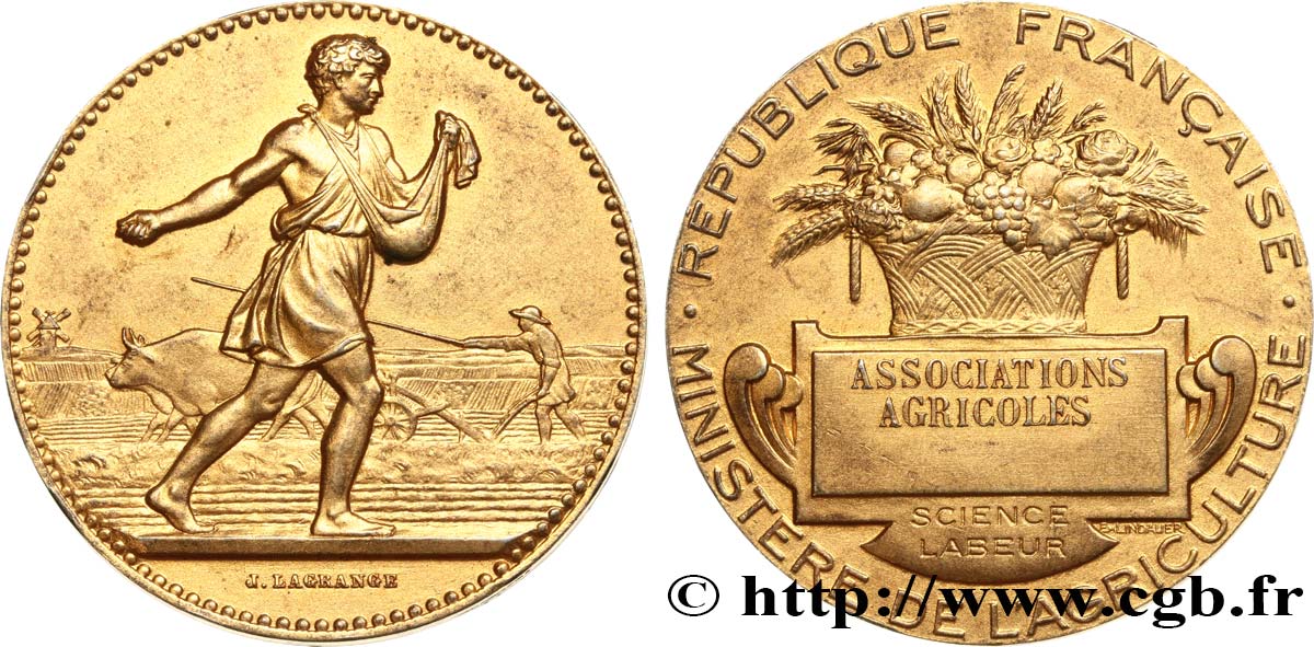 TROISIÈME RÉPUBLIQUE Médaille de récompense, Associations agricoles TTB+