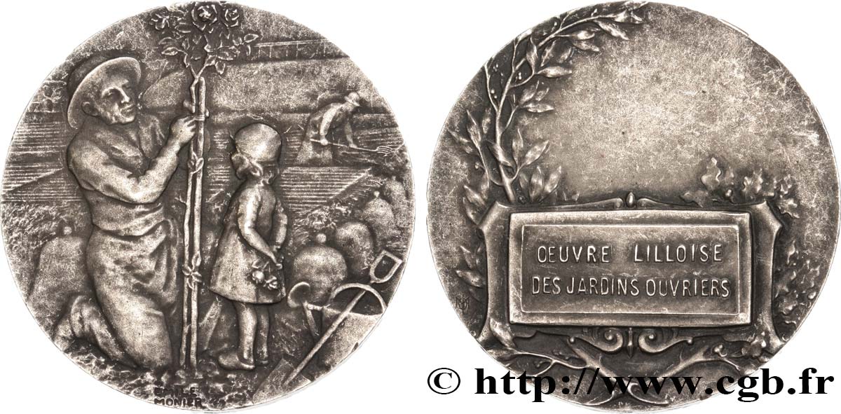 SOCIÉTÉS D AGRICULTURE, HORTICULTURE, PÊCHE ET CHASSE Médaille, Oeuvre lilloise des jardins ouvriers TTB