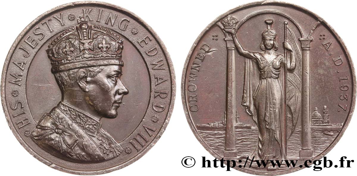 GRANDE-BRETAGNE - EDOUARD VIII Médaille, couronnement d’Edouard VIII TTB