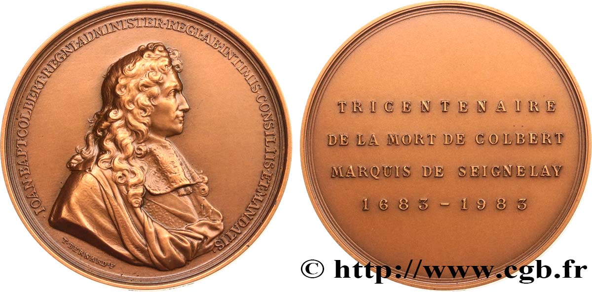 LOUIS XIV  THE SUN KING  Médaille, tricentenaire de la mort de Colbert EBC