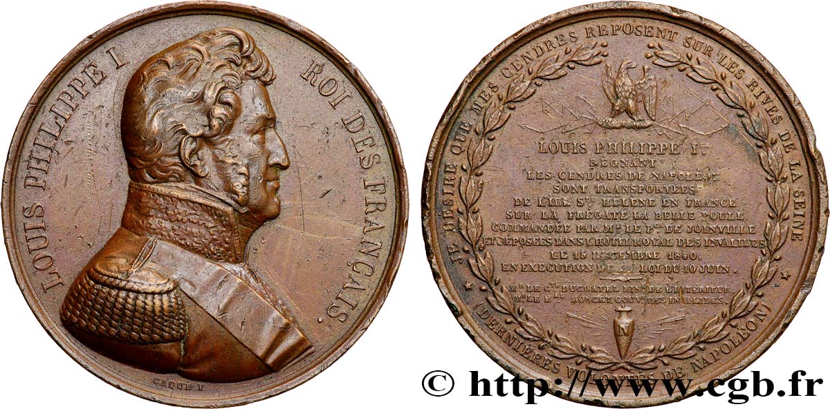 LOUIS-PHILIPPE Ier Médaille, Translation des cendres de Napoléon Ier TB+