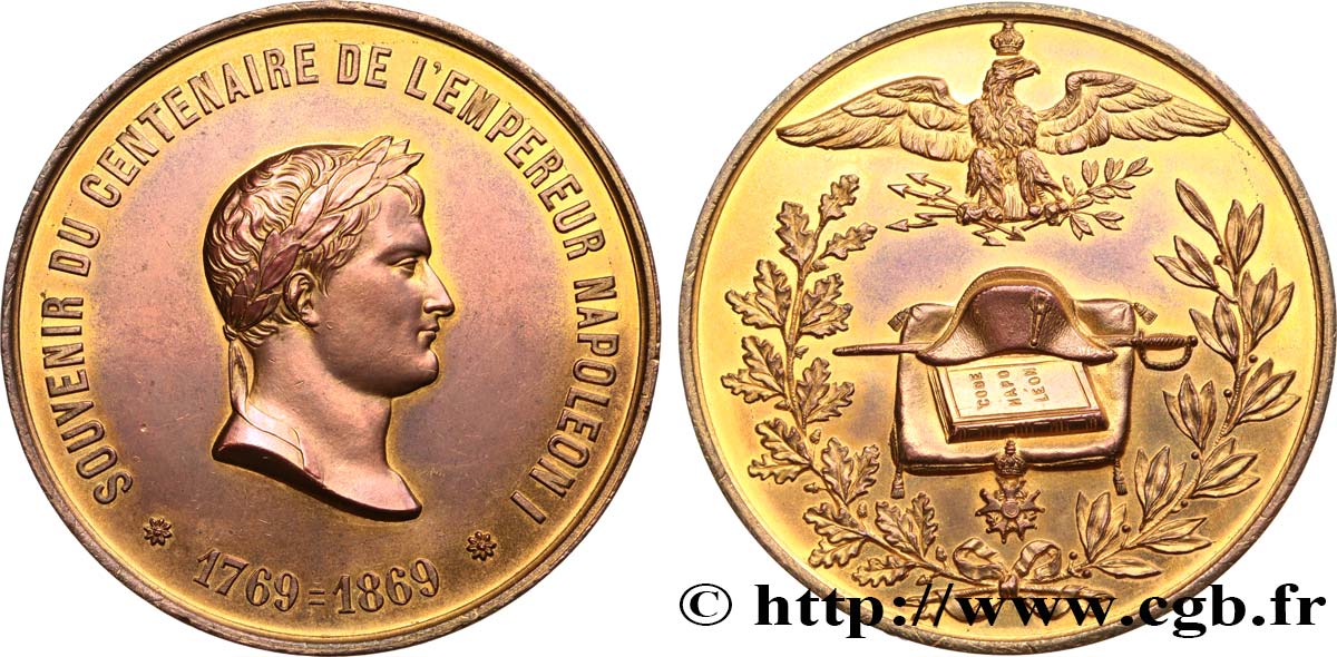 SEGUNDO IMPERIO FRANCES Médaille, Centenaire de l’empereur Napoléon Ier MBC+