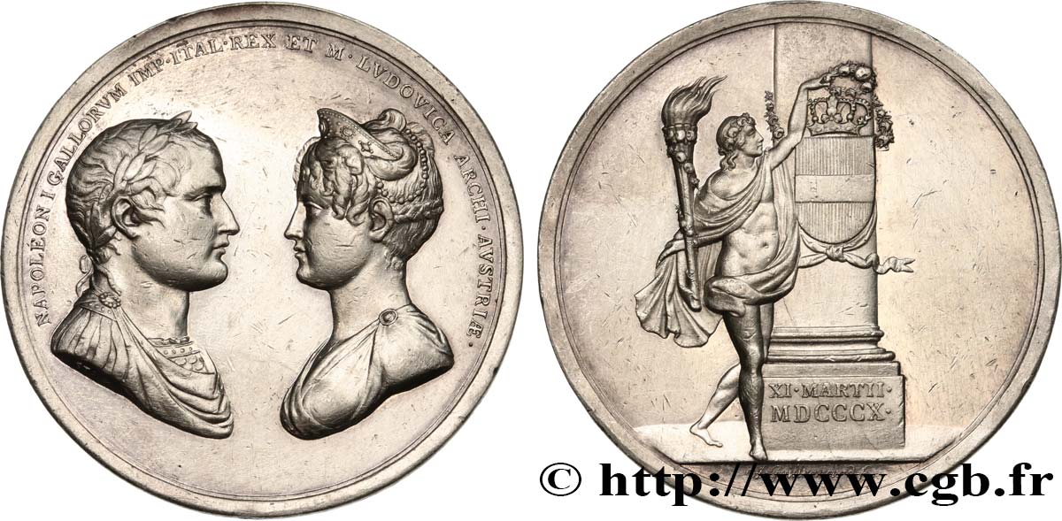 PRIMER IMPERIO Médaille, Mariage Napoléon Ier et Marie Louise MBC