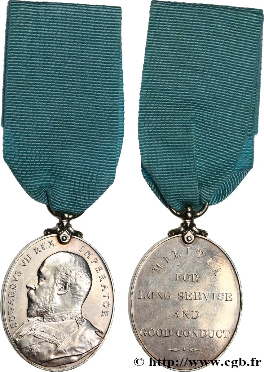 GRANDE-BRETAGNE - ÉDOUARD VII Médaille, “Militia Long Service” q.SPL