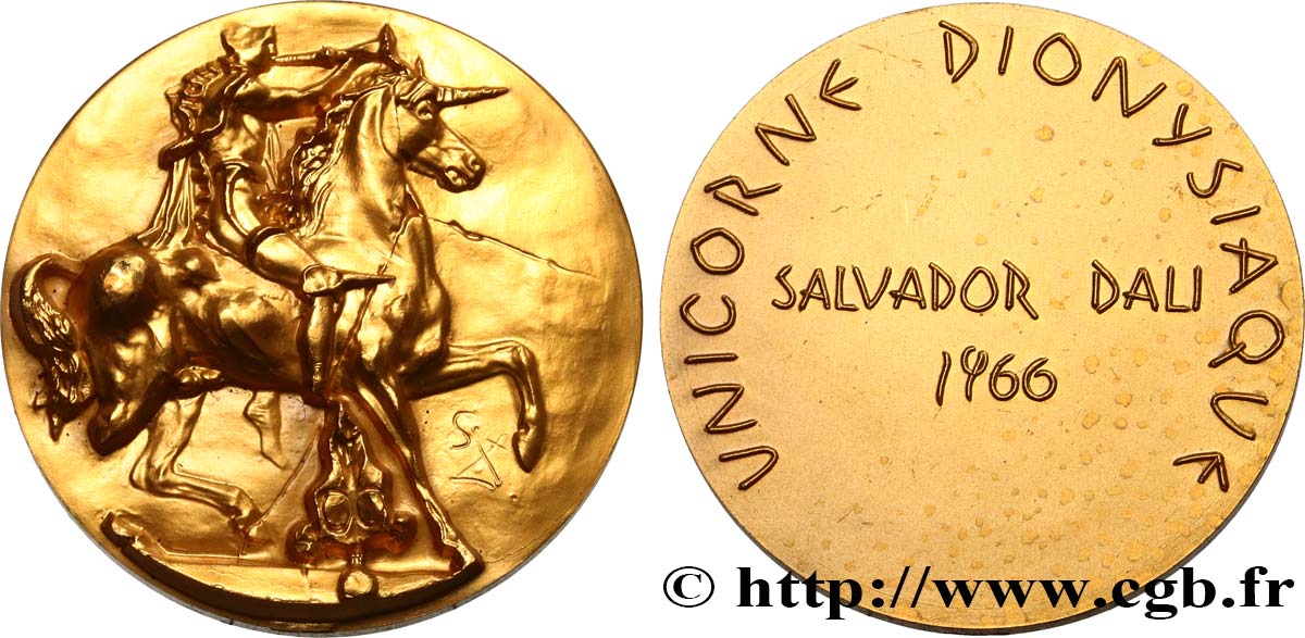 ART, PAINTING AND SCULPTURE Médaille, Salvador Dali, Unicorne dionysiaque AU