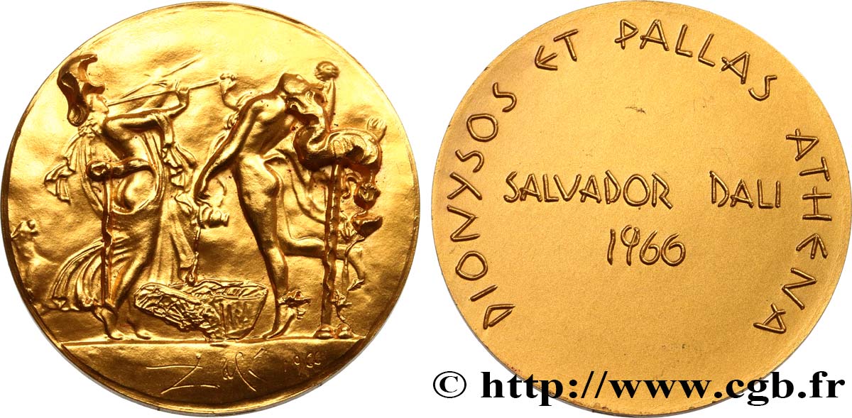 ART, PAINTING AND SCULPTURE Médaille, Salvador Dali, Dionysos et Pallas Athéna VZ