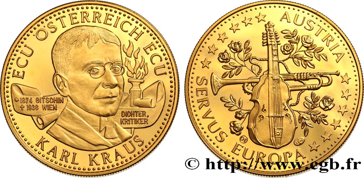 AUTRICHE - RÉPUBLIQUE Médaille, Karl Kraus MS