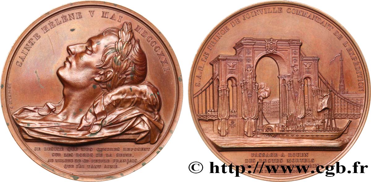 NAPOLEON S EMPIRE Médaille, Passage à Rouen des restes mortels de Napoléon Ier AU