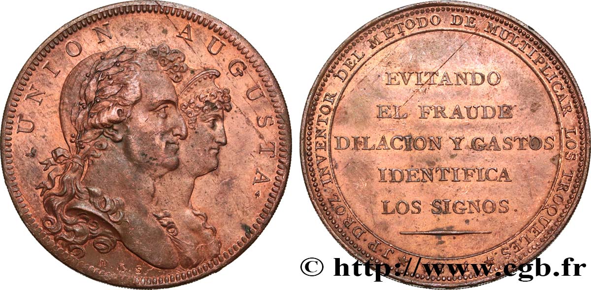 ESPAÑA - REINO DE ESPAÑA - CARLOS IV Médaille, Union Augusta EBC
