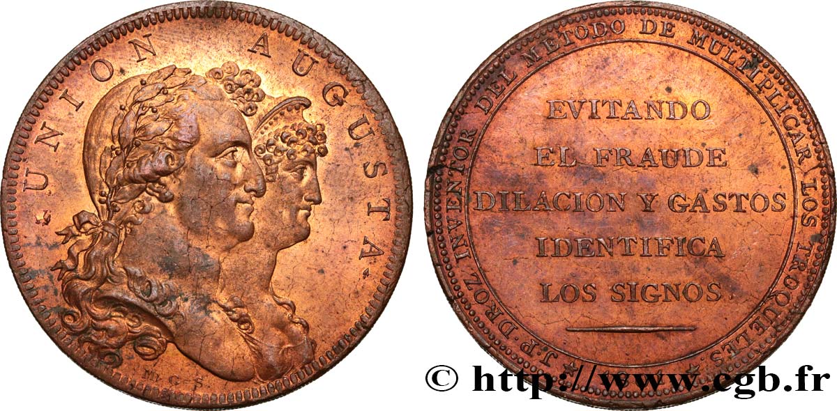 SPAGNA - REGNO DI SPAGNA - CARLO IV Médaille, Union Augusta MS/SPL
