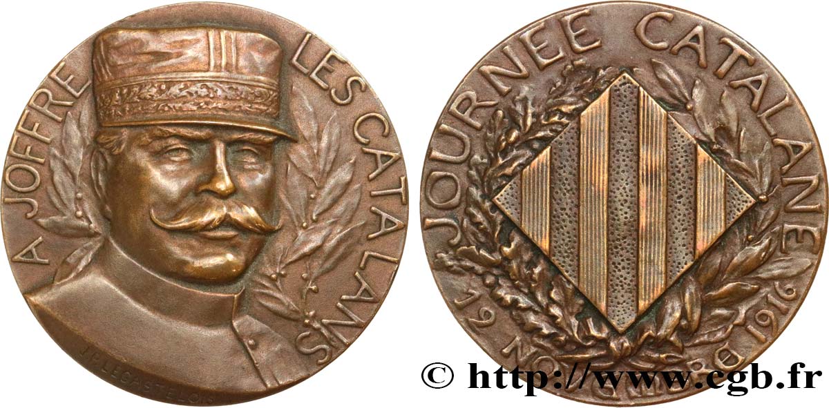 III REPUBLIC Médaille, Maréchal Joffre, Journée Catalane AU