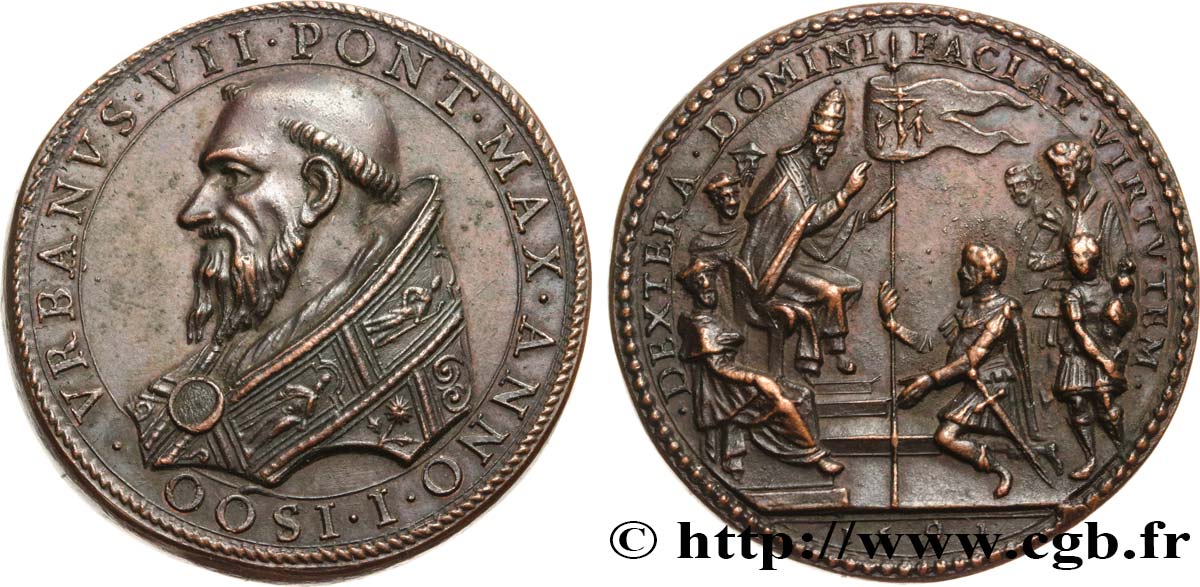 ITALIA - ESTADOS PONTICIFIOS - URBANO VII (Giovanni Battista Castagna) Médaille posthume MBC+