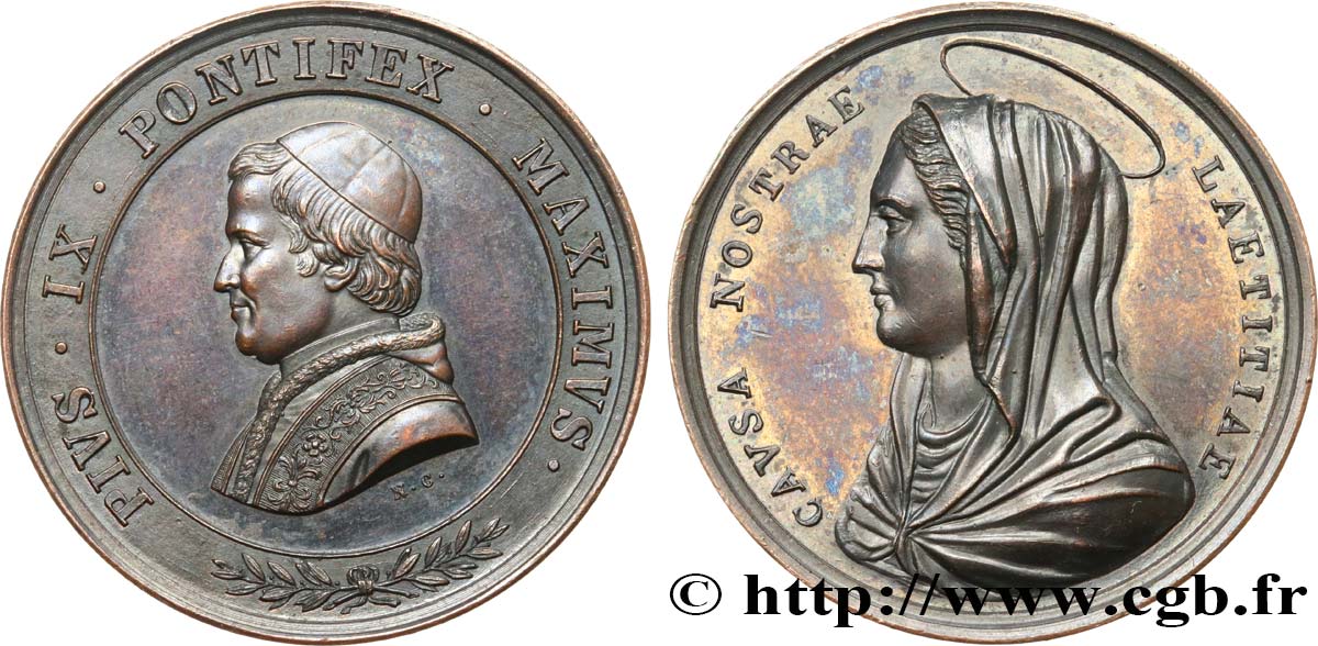 ITALIA - ESTADOS PONTIFICOS - PIE IX (Giovanni Maria Mastai Ferrettii) Médaille, Causa nostrae laetitiae EBC