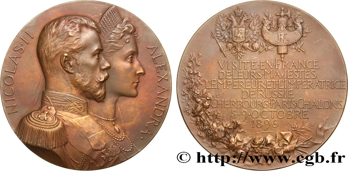 DRITTE FRANZOSISCHE REPUBLIK Médaille de visite du tsar Nicolas II VZ