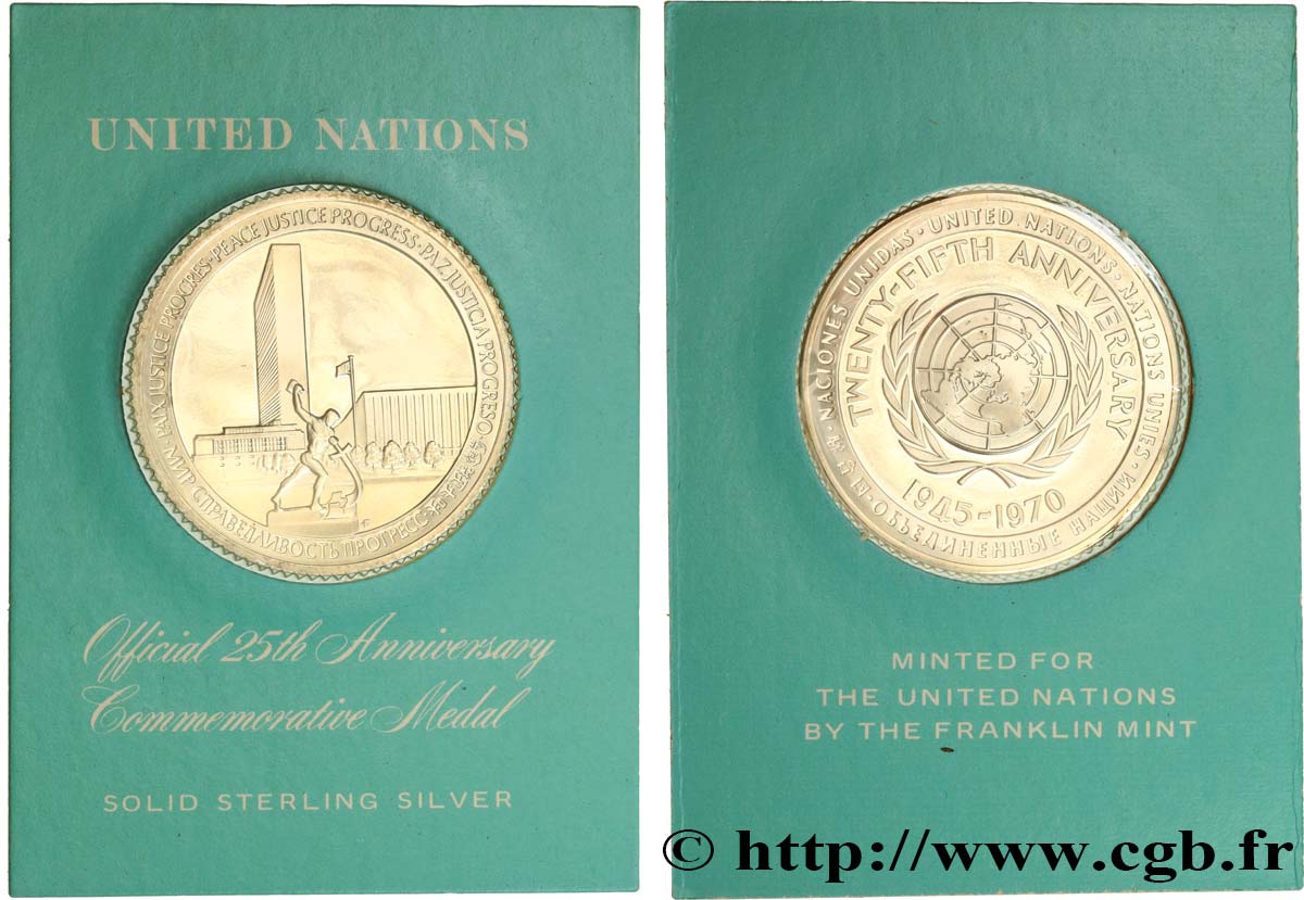 ÉTATS-UNIS D AMÉRIQUE Médaille, 25e anniversaire de l’ONU FDC