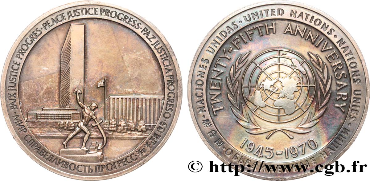 ÉTATS-UNIS D AMÉRIQUE Médaille, 25e anniversaire de l’ONU SUP