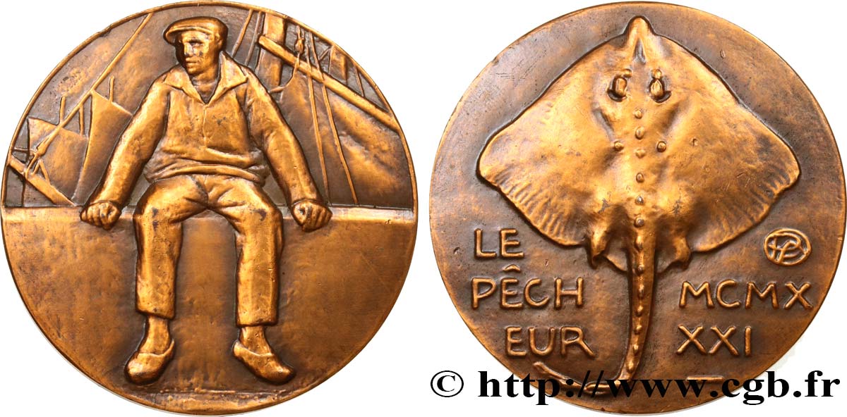 FRENCH THIRD REPUBLIC Médaille, le pêcheur AU