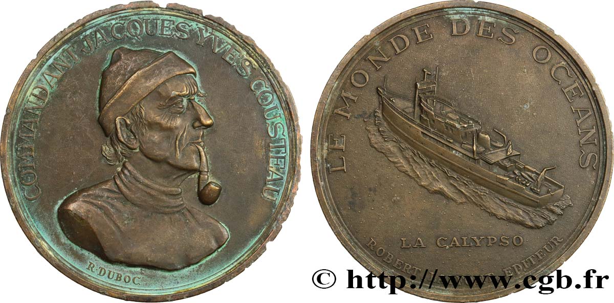 PERSONNAGES CELEBRES Médaille, Commandant Cousteau, la Calypso SS