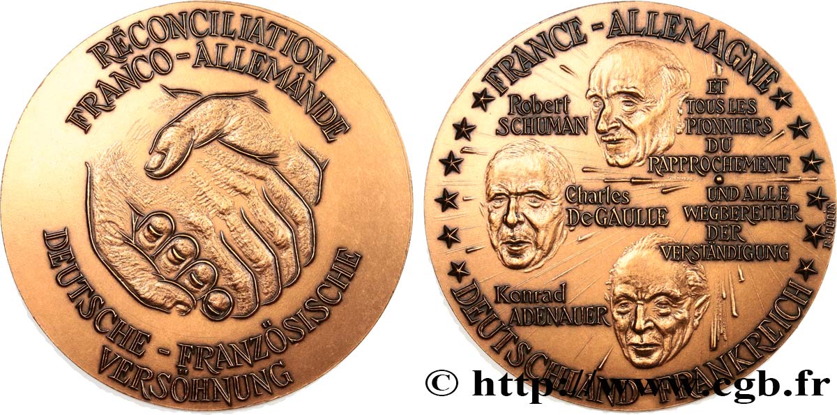FUNFTE FRANZOSISCHE REPUBLIK Médaille, réconciliation franco-allemande VZ