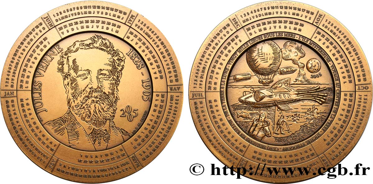 QUINTA REPUBBLICA FRANCESE Médaille calendrier, Jules Verne SPL
