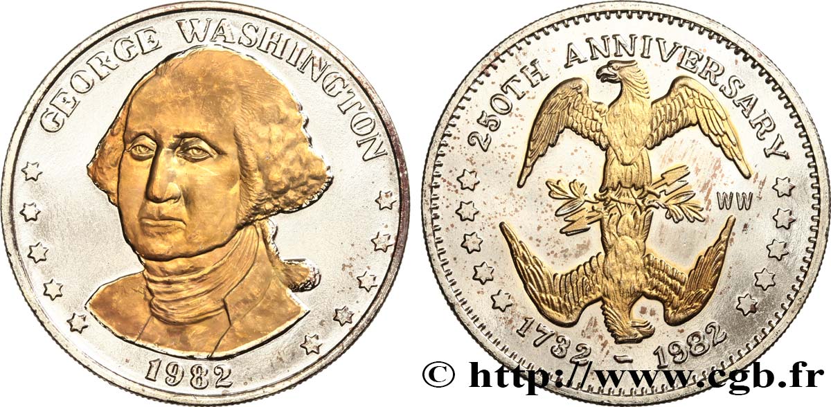 ESTADOS UNIDOS DE AMÉRICA Médaille, George Washington, 250e anniversaire MBC+
