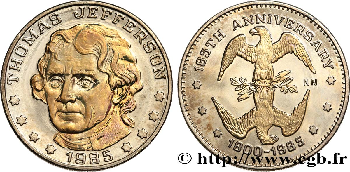 ESTADOS UNIDOS DE AMÉRICA Médaille, Thomas Jefferson, 185e anniversaire MBC+