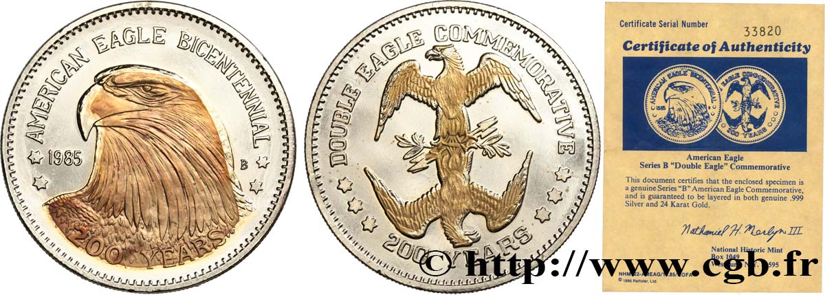 ÉTATS-UNIS D AMÉRIQUE Médaille, Aigle américain, 200e anniversaire TTB+