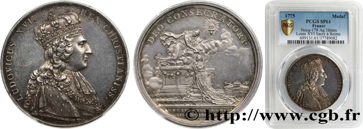 LOUIS XVI Médaille, Sacre de Louis XVI à Reims MS61