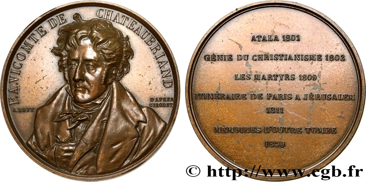 LOUIS-PHILIPPE I Médaille, Chateaubriand et ses oeuvres AU