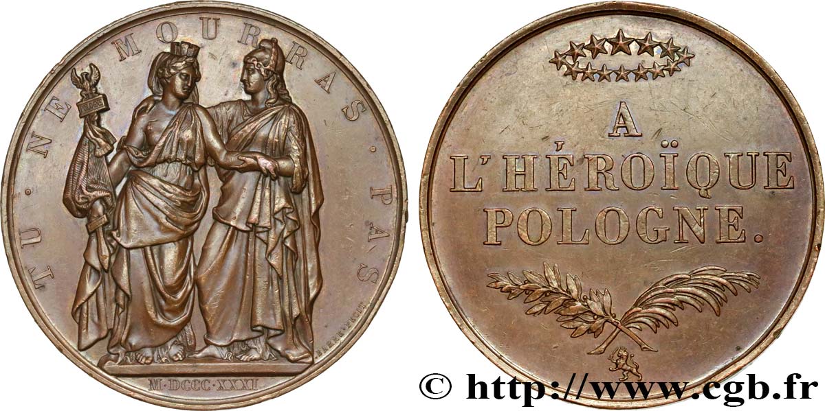 POLOGNE - INSURRECTION DE POLOGNE Médaille, l’Héroïque Pologne TTB+