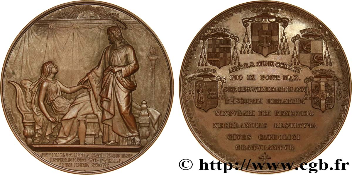 ITALY - PAPAL STATES - PIUS IX (Giovanni Maria Mastai Ferretti) Médaille, Réorganisation des diocèses hollandais AU