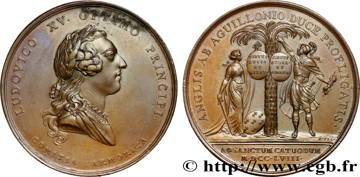LOUIS XV THE BELOVED Médaille des États de Bretagne XF