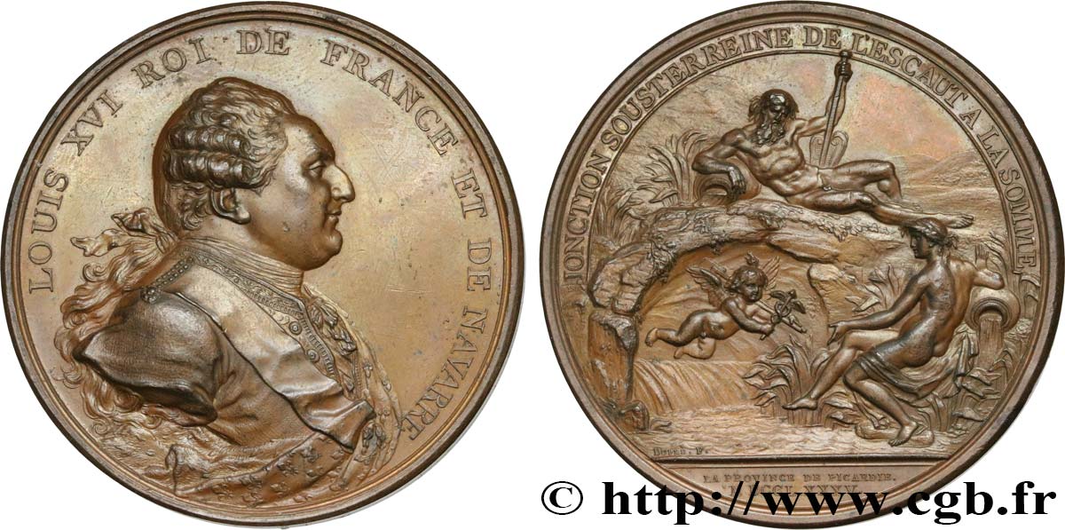 LOUIS XVI Médaille, Canal entre la Somme et l Escaut TTB+