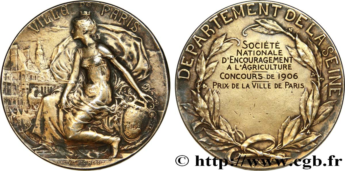 III REPUBLIC Médaille, ville de Paris, Société nationale d’encouragement à l’agriculture VF