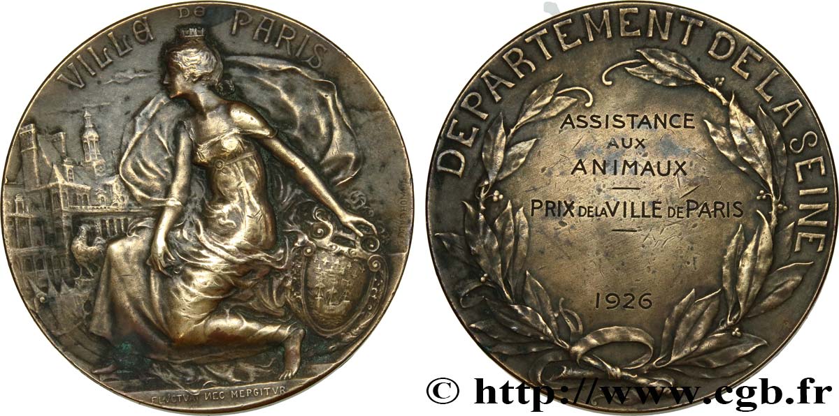 TERZA REPUBBLICA FRANCESE Médaille, ville de Paris, Assistance aux animaux BB