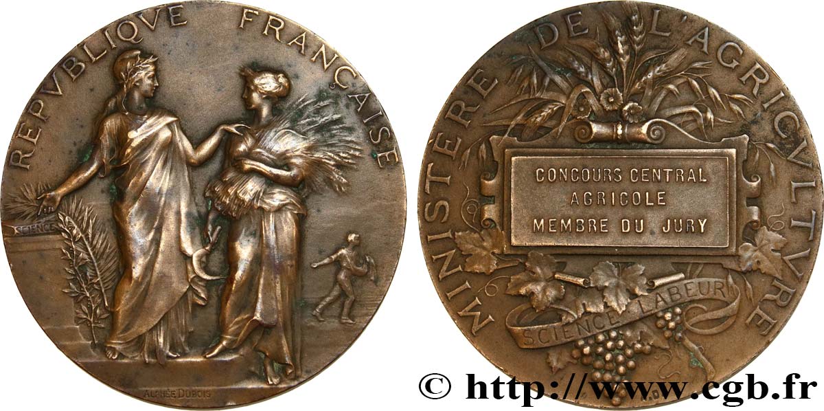 TERZA REPUBBLICA FRANCESE Médaille de récompense, concours central agricole, membre du jury BB