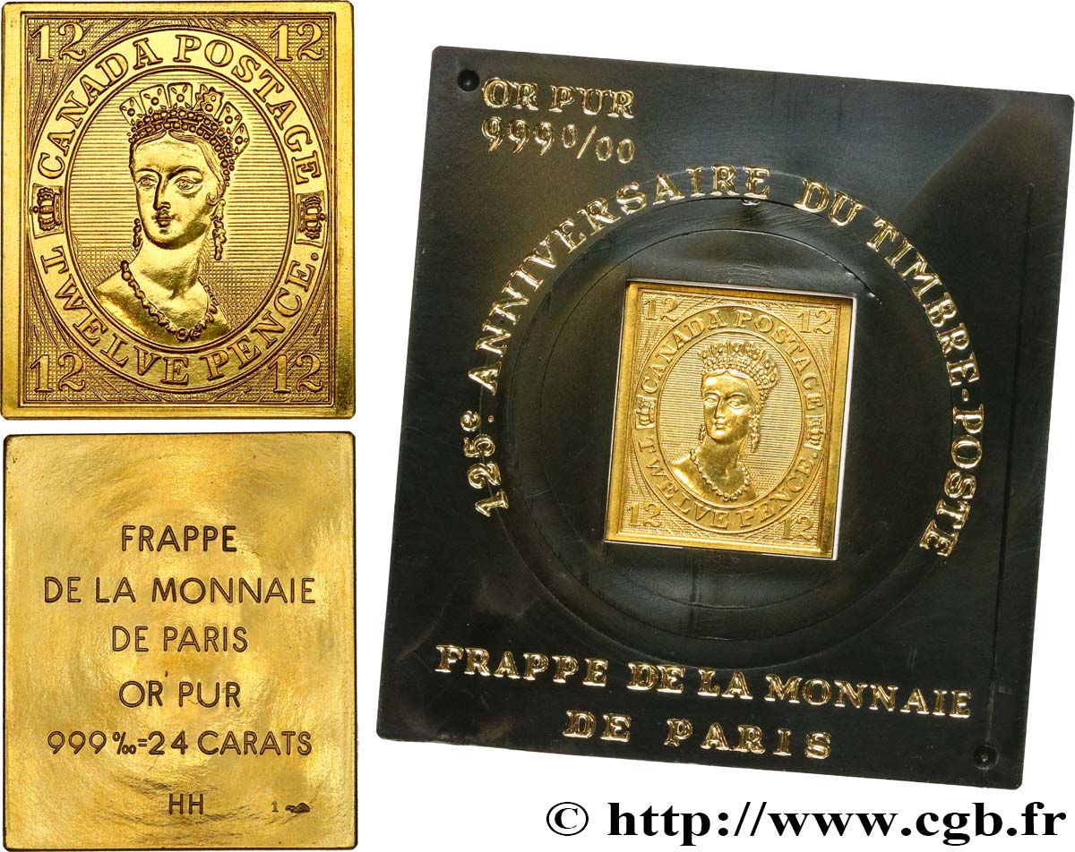 QUINTA REPUBBLICA FRANCESE Médaille, 125e anniversaire du timbre poste MS
