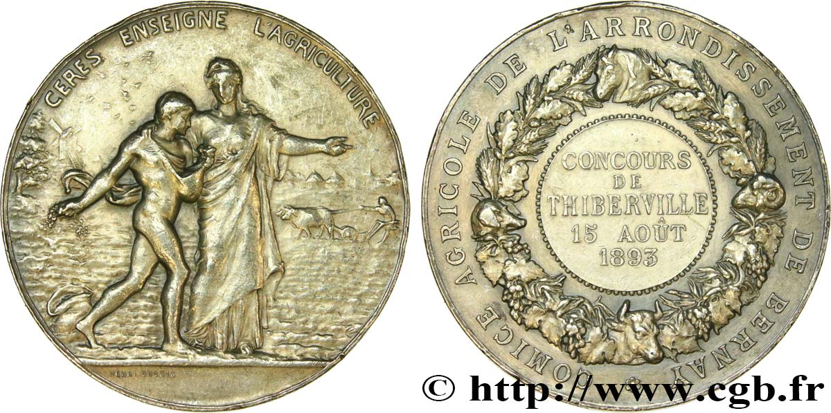 DRITTE FRANZOSISCHE REPUBLIK Médaille de récompense, concours de Thiberville SS