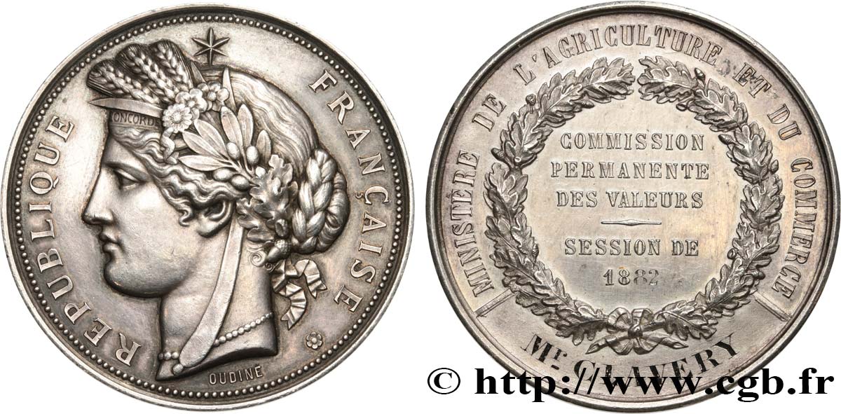 TERCERA REPUBLICA FRANCESA Médaille, Commission permanente des valeurs MBC+