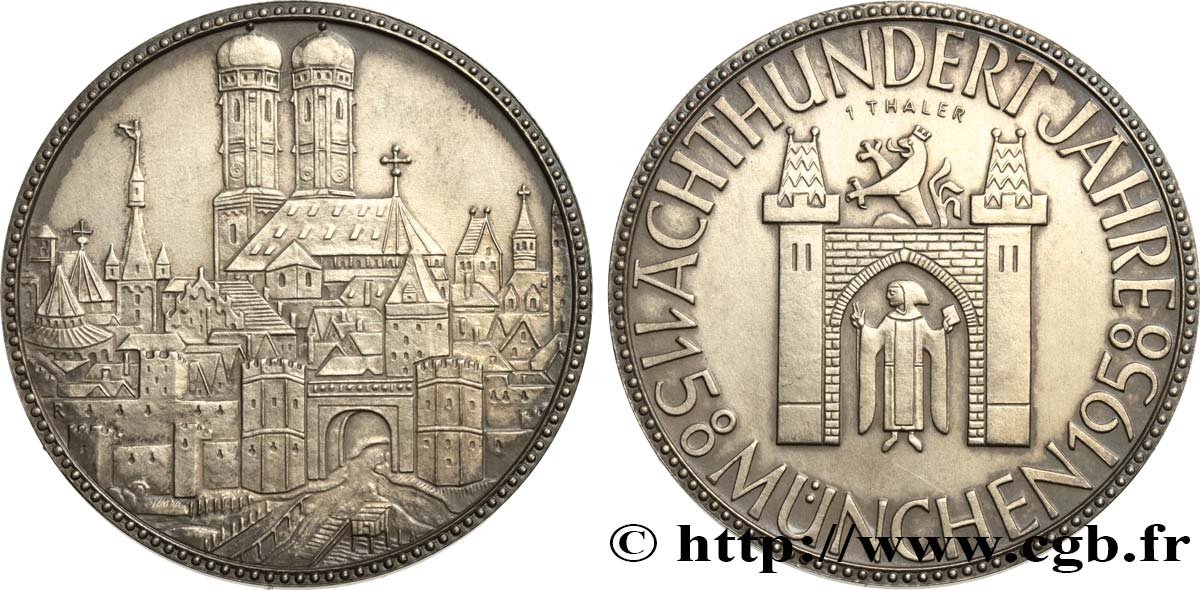 GERMANIA Médaille, module 1Thaler, 800 ans de Munich SPL