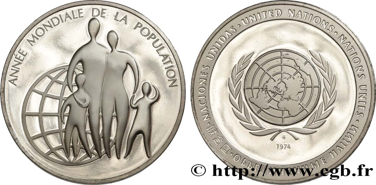 ÉTATS-UNIS D AMÉRIQUE Médaille, édition française, Année mondiale de la population FDC