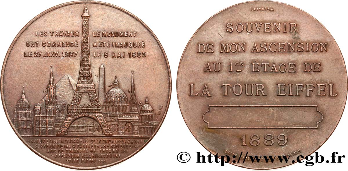 TERZA REPUBBLICA FRANCESE Médaille de l’ascension de la Tour Eiffel (1er étage) q.SPL