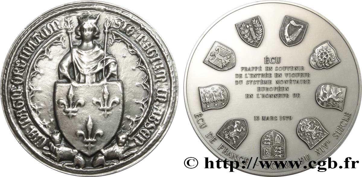 QUINTA REPUBLICA FRANCESA Médaille, souvenir de l’entrée en vigueur du système monétaire européen EBC