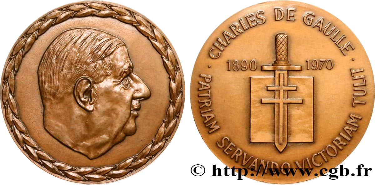 V REPUBLIC Médaille, Général De Gaulle AU