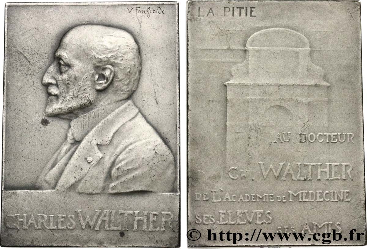 PERSONNAGES DIVERS Plaque d’hommage, Charles Walther TTB+