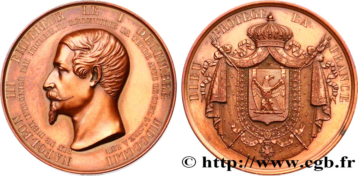 SECOND EMPIRE Médaille, Napoléon III Empereur AU